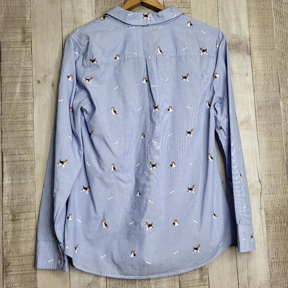 Talbots Light Blue Dog Print Button Up Collared Dress Shirt. Size Small - Picture 5 of 10